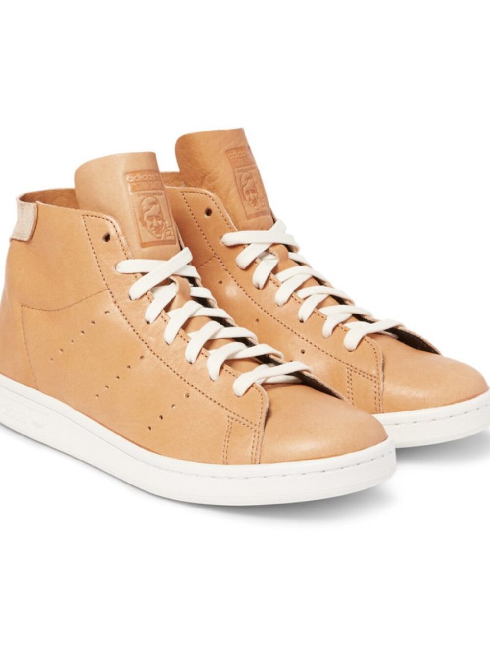 Adidas Stan Smith Mid High-Top Sneakers in Tan Horween Leather